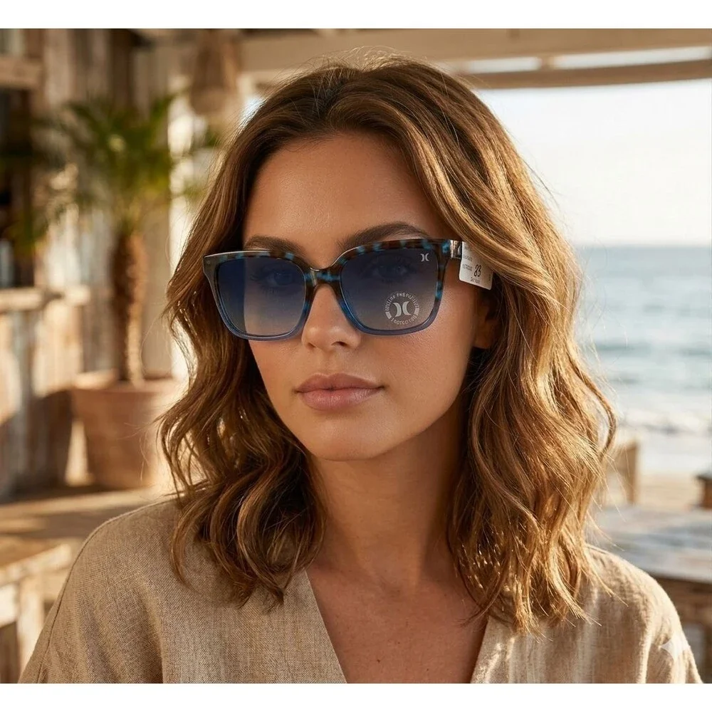 Hurley Blanca Sunglasses Women's One Size Blue Demi Ombre Polarized Oversized